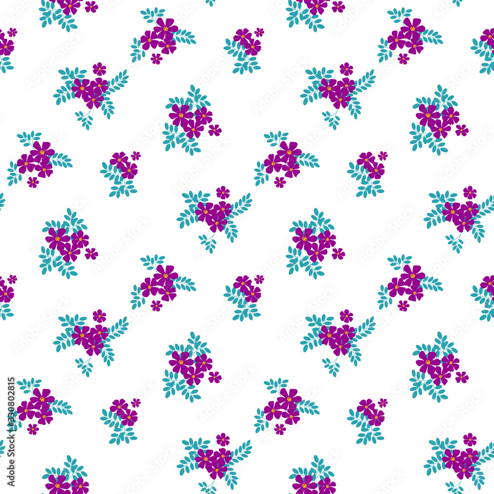 Seamless floral pattern. Background in small flowers for textiles, fabrics, cotton fabric, covers, wallpaper, print, gift wrapping, postcard, scrapbooking 