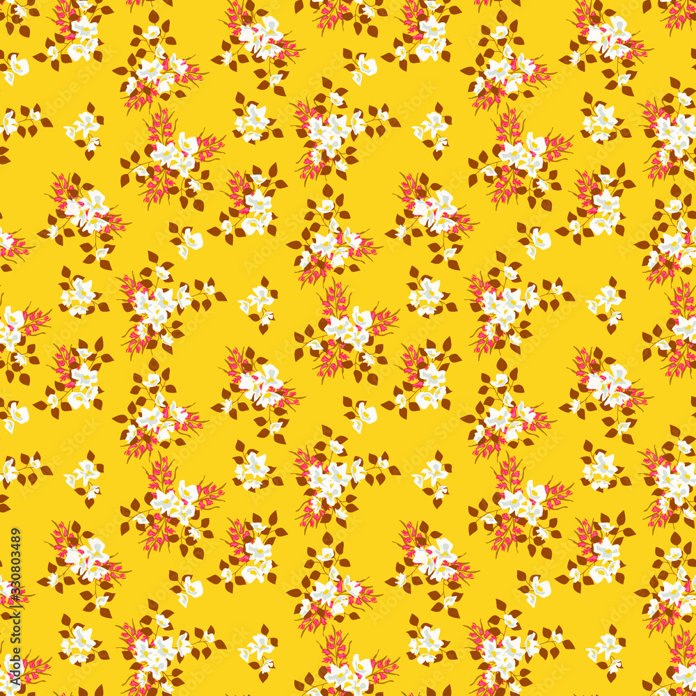 Seamless floral pattern. Background in small flowers for textiles, fabrics, cotton fabric, covers, wallpaper, print, gift wrapping, postcard, scrapbooking. Seamless floral pattern. Background in small flowers for textiles, fabrics, cotton fabric, covers, wallpaper, print, gift wrapping, postcard, scrapbooking.