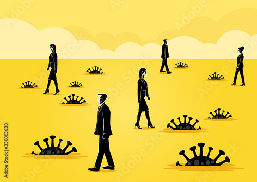 Картината върху платно Corona Virus, Covid 19, vector illustration
