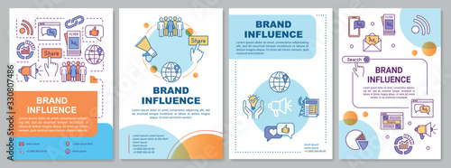 Brand influence brochure template. Boosting company credibility tips. Flyer, booklet, leaflet print, cover design with linear icons. Vector layouts for magazines, annual reports, advertising posters