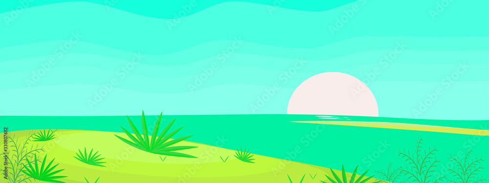 Spring landscape panorama vector illustration with abstract background pattern wallpaper graphic designs 