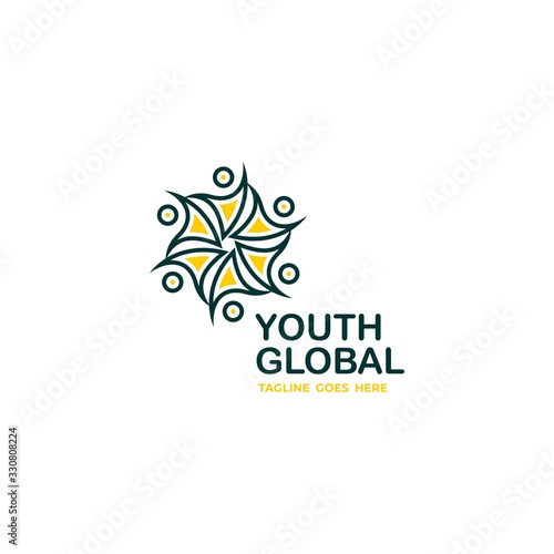 Abstract logo youth organization activity template