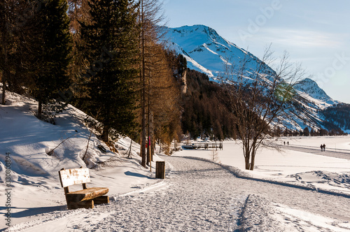 Konstfotografi Sils, Silsersee, Langlauf, Langlaufloipe, Maloja, Malojawind, Piz da la Margna,