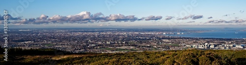 Panorama of Dublin City viewed from the mountains