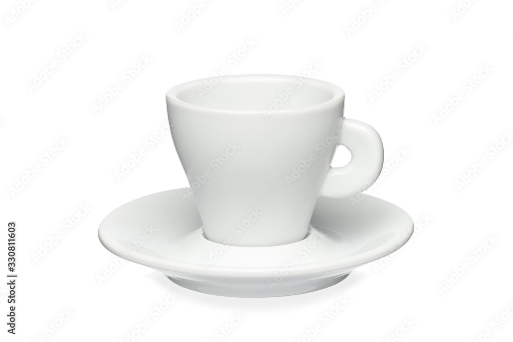 White cup and saucer isolated on a white background. White cup and saucer isolated on a white background.