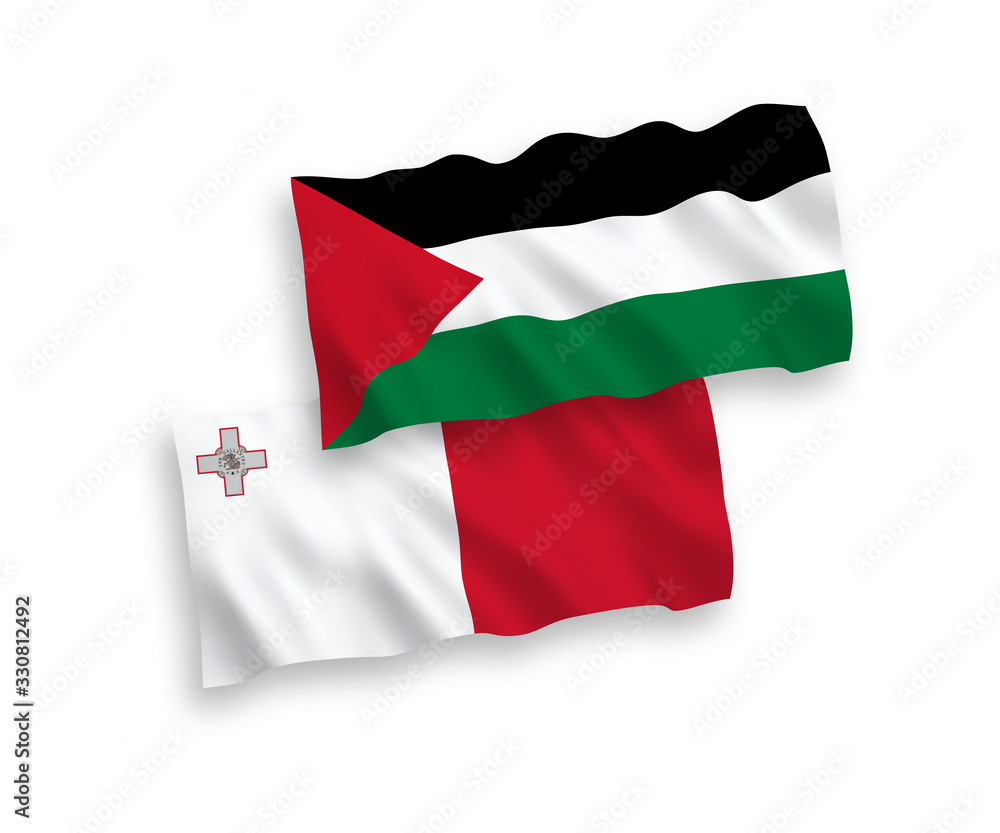 Flags of Malta and Palestine on a white background Flags of Malta and Palestine on a white background