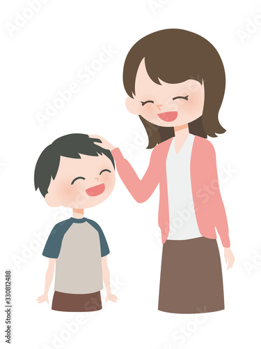 子どもを褒める母親