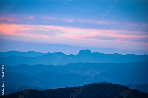 sunset in the mountains, stone silhouette