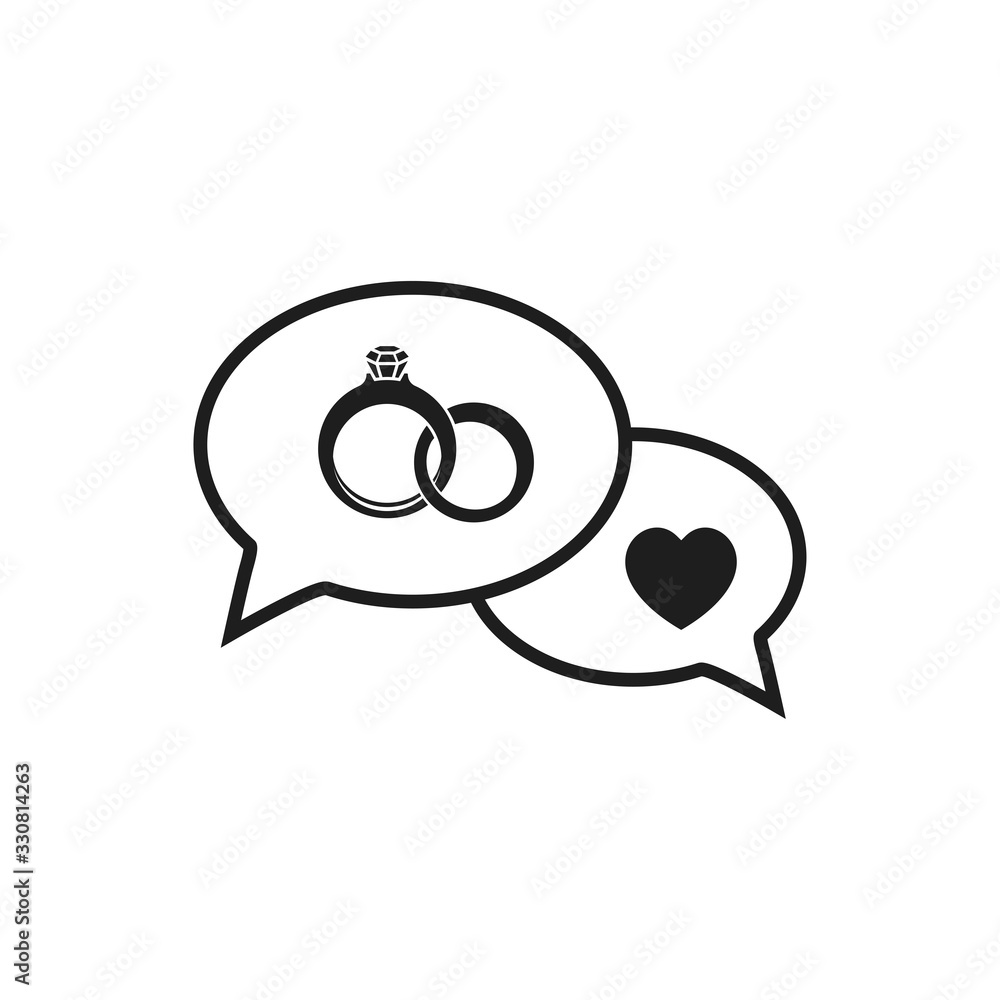 diamond ring vector icon and love icon inside bubble speech icon diamond ring vector icon and love icon inside bubble speech icon
