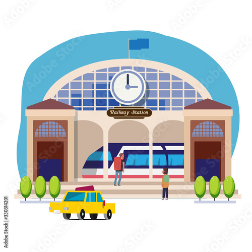 Railway station or Train station - vector