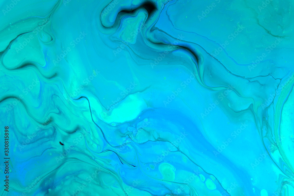 Blue paint stains and swirls underwater abstract background