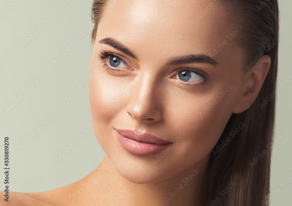 Woman face beautiful femal eyes lips cosmetic healthy skin Woman face beautiful femal eyes lips cosmetic healthy skin