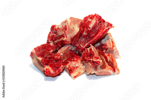 Fresh beef on the bone on a white background