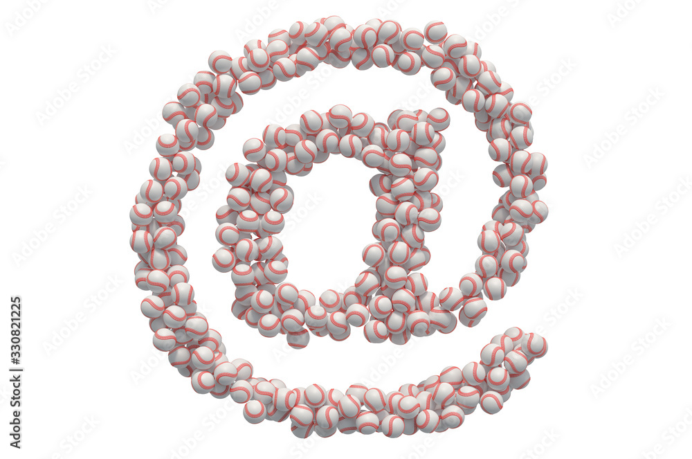 Obraz premium E-mail, at sign from baseball balls, 3D rendering
