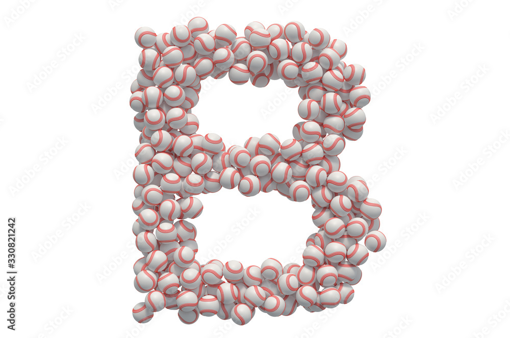 Letter B from baseball balls, 3D rendering Letter B from baseball balls, 3D rendering