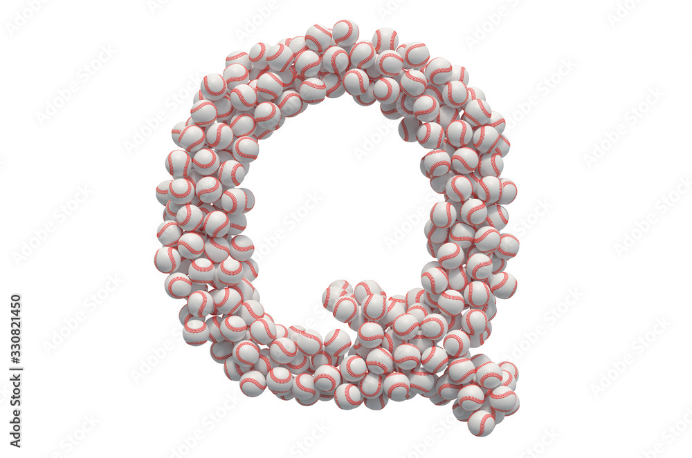 Obraz premium Letter Q from baseball balls, 3D rendering