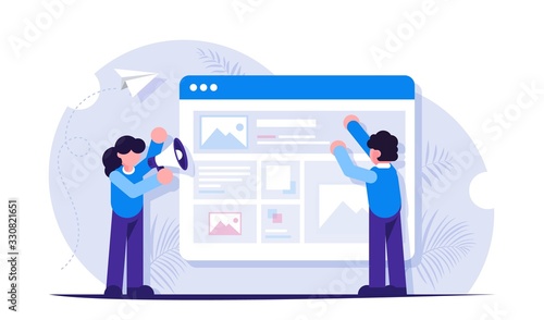 People are working on creating a content plan for future posts or articles. Modern flat vector illustration
