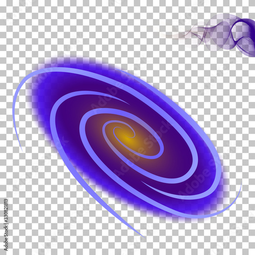 Drawn galaxy isolated on transparent background. Vector illustration