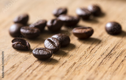 coffee beans on wooden table