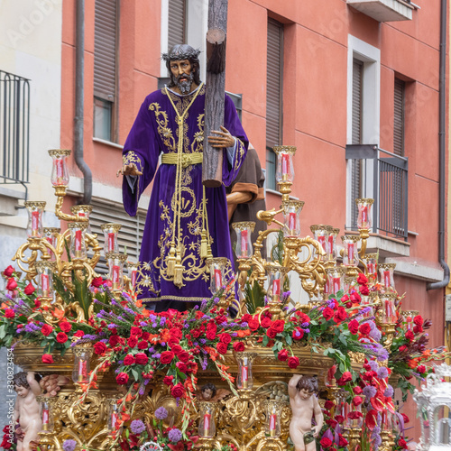 Leon, Spain. 4/19/2019. Pass in the holy week of Leon known as the Nazarene that leaves on Holy Friday. photo