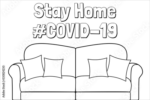 Self quarantine and and social distancing concept. Stay home. COVID-19 coronavirus. Template for background, banner, poster with text inscription. Vector EPS10 illustration.