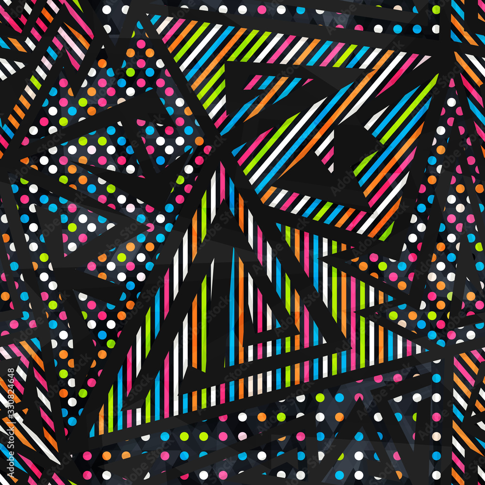 Fototapeta premium Rainbow geometric seamless pattern