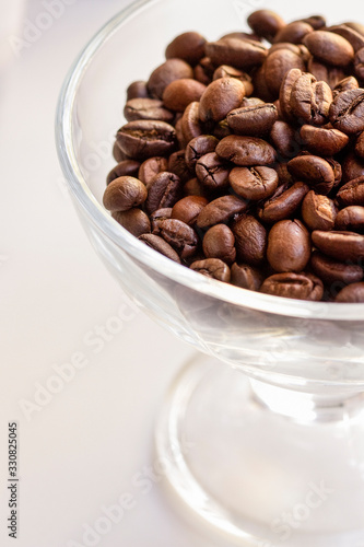 glass cup with coffee beans