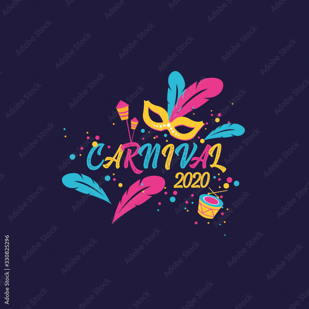 Carnival is the most popular festive event in Brazil. Carnival and festive objects, masks, musical instruments, fireworks, dances. Vector illustration Carnival is the most popular festive event in Brazil. Carnival and festive objects, masks, musical instruments, fireworks, dances. Vector illustration
