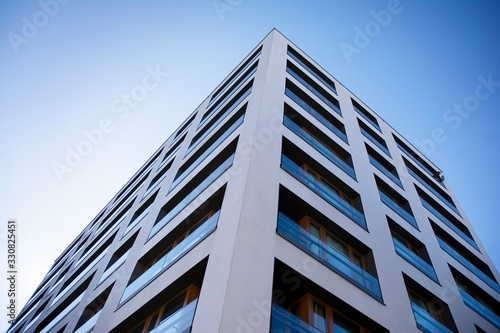 Modern and new apartment building. Multistoried modern  new and stylish living block of flats.