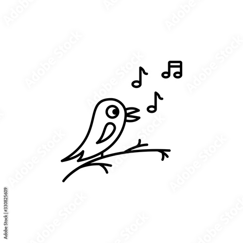 Bird, singing icon. Simple line, outline vector elements of spring icons for ui and ux, website or mobile application