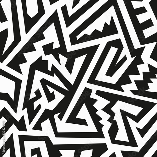 Monochrome tribal. Seamless pattern.