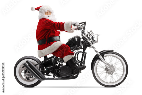 Murais de parede Santa Claus riding a chopper motorbike