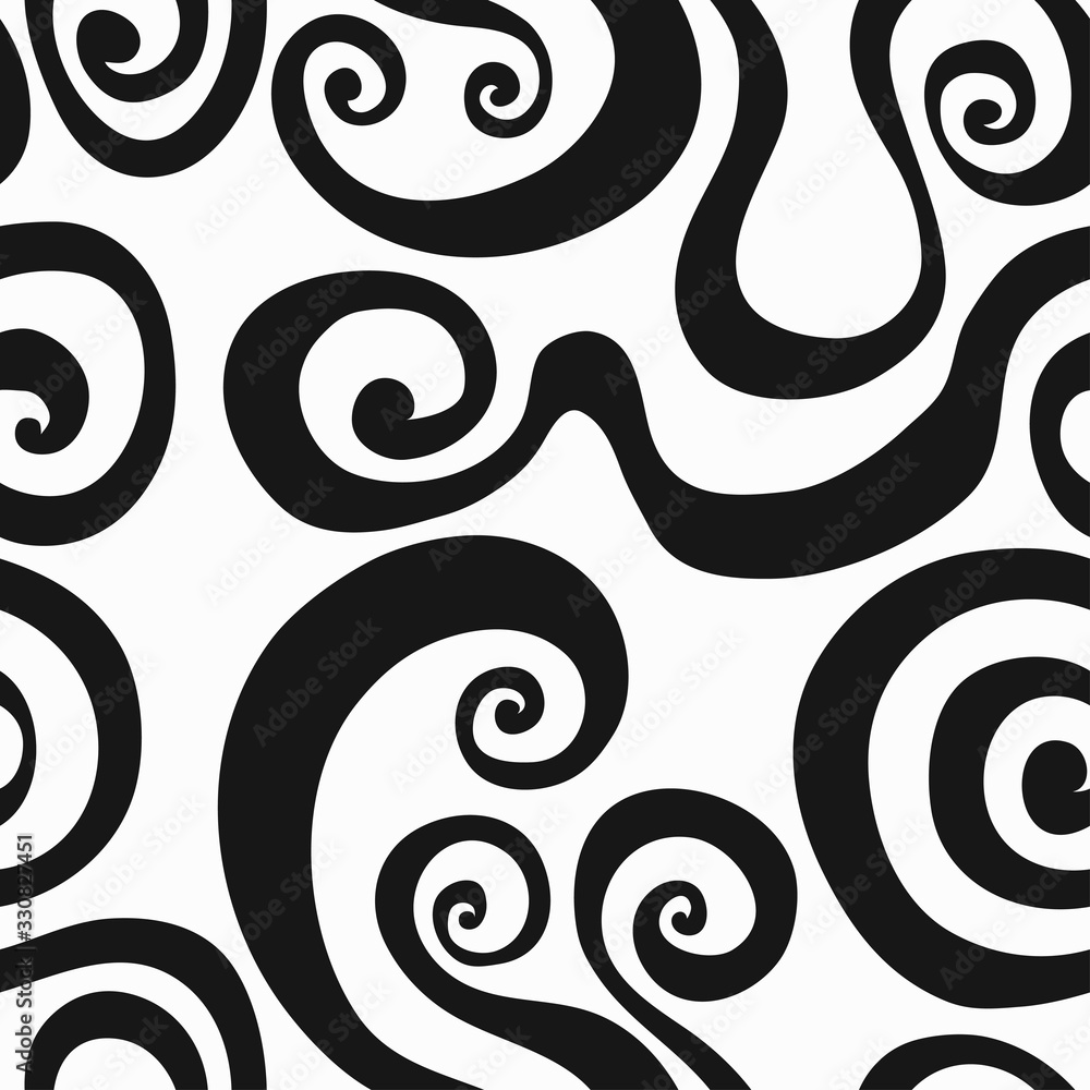 Fototapeta premium Monochrome spiral seamless pattern