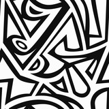 monochrome graffiti seamless pattern