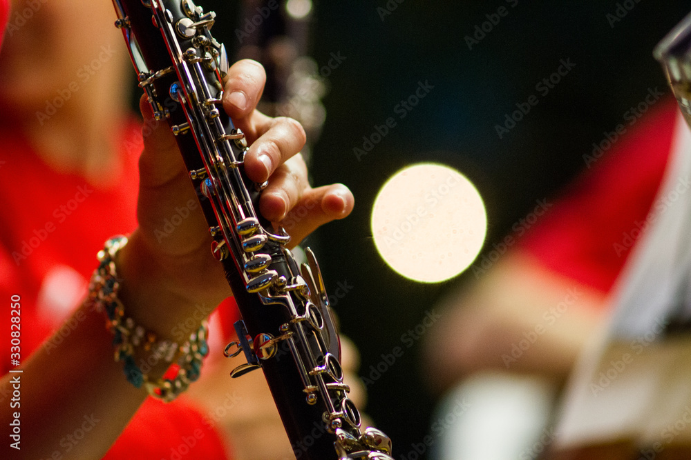 Obraz premium hands playing clarinet