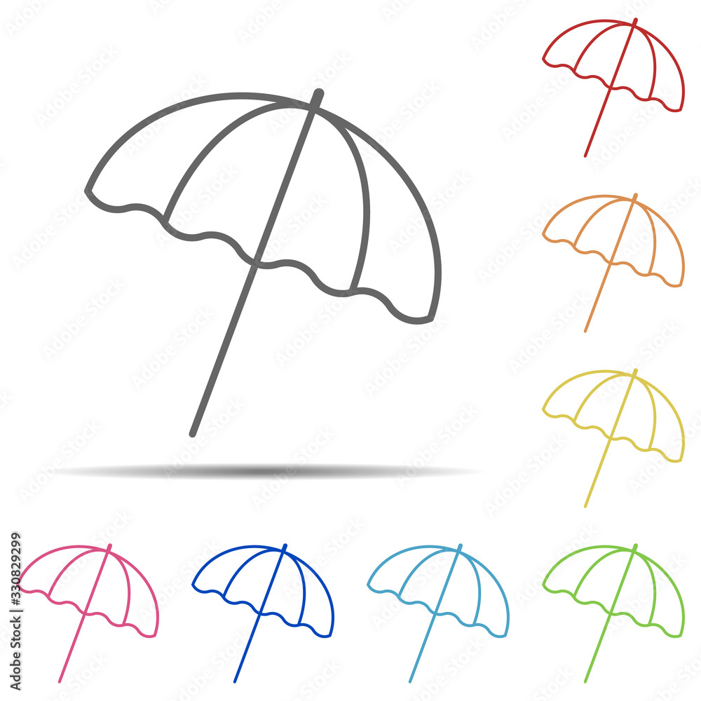 Umbrella multi color icon. Element of swimming poll thin line icon on white background Umbrella multi color icon. Element of swimming poll thin line icon on white background