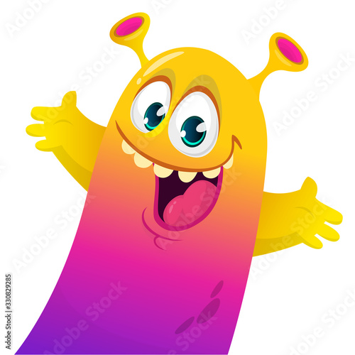 Funny cartoon monster. Vector Halloween illustration.