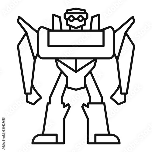 Toy robot transformer icon. Outline toy robot transformer vector icon for web design isolated on white background