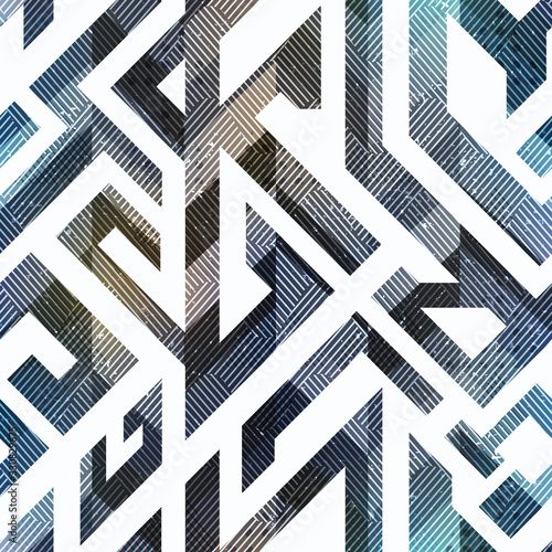 Geometric seamless pattern with grunge effect