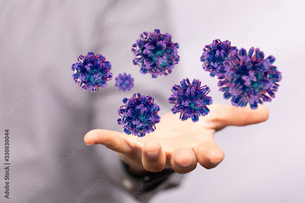 flu virus attack digital 3d epidemic. flu virus attack digital 3d epidemic.