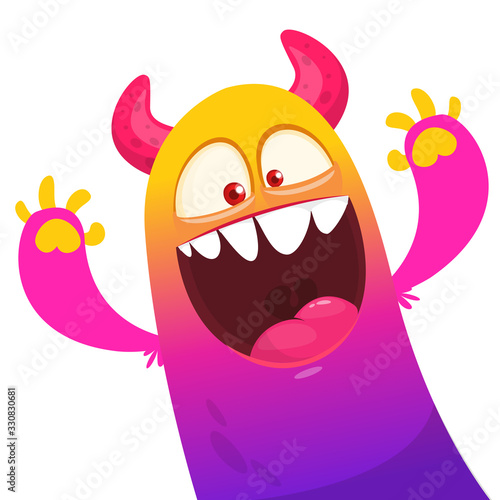 Funny cartoon monster. Vector Halloween illustration.