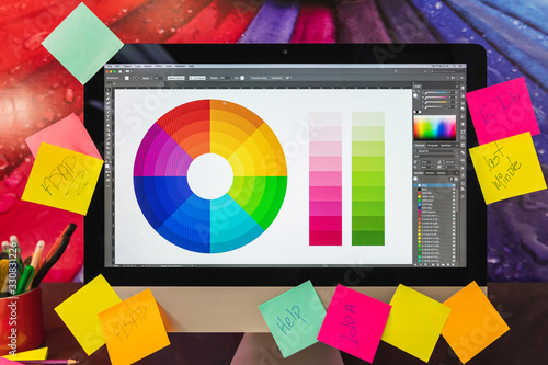 Modern graphic designer office workplace