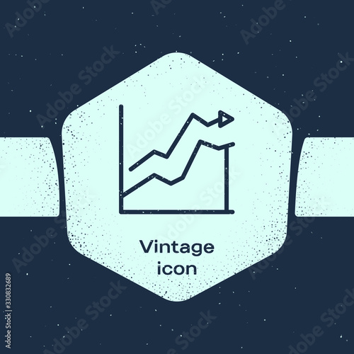 Grunge line Oil price increase icon isolated on blue background. Oil industry crisis concept. Monochrome vintage drawing. Vector Illustration