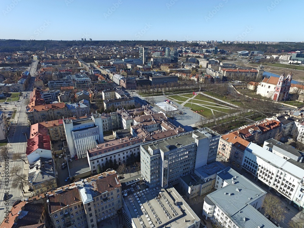 Fototapeta premium Vilnius Old Town. Drone footage.