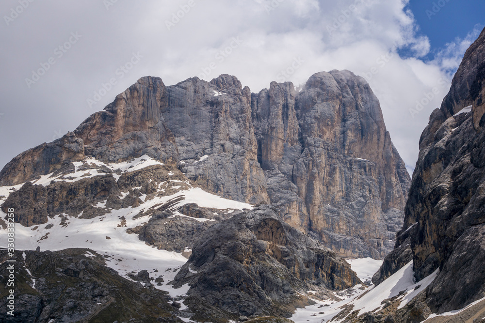 Majestic view of the Marmolada massif. Dolomites. Italy.