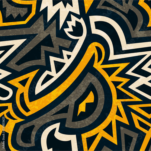 african geometric seamless pattern with grunge effect