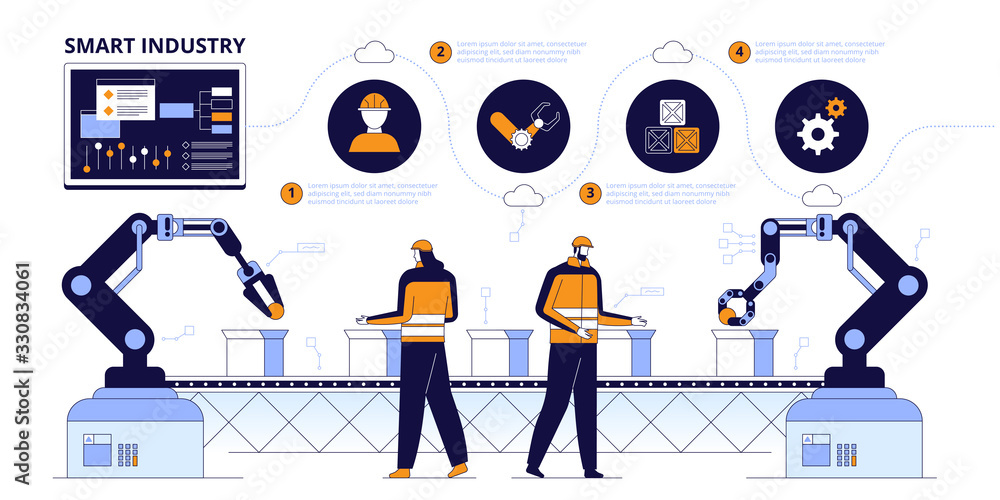 Manufacturing control flat vector illustration Manufacturing control flat vector illustration