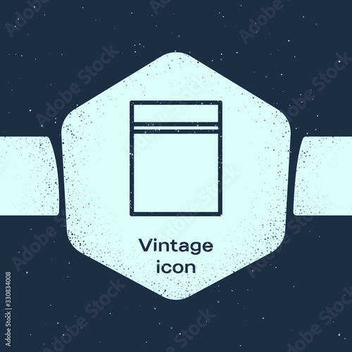 Grunge line Plastic bag with ziplock icon isolated on blue background. Monochrome vintage drawing. Vector Illustration
