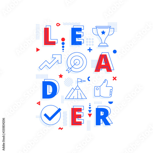 Poster Leader - geometric font in memphis style