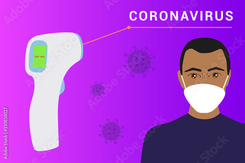 Digital contactless thermometer with infrared light. Coronavirus disease detection